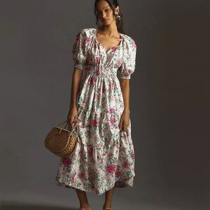 NWT Anthropologie The Somerset Maxi Dress Puff-Sleeve Edition